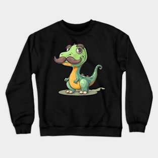 Funny Dinosaur With Mustache Beard For Adults And Kids Crewneck Sweatshirt